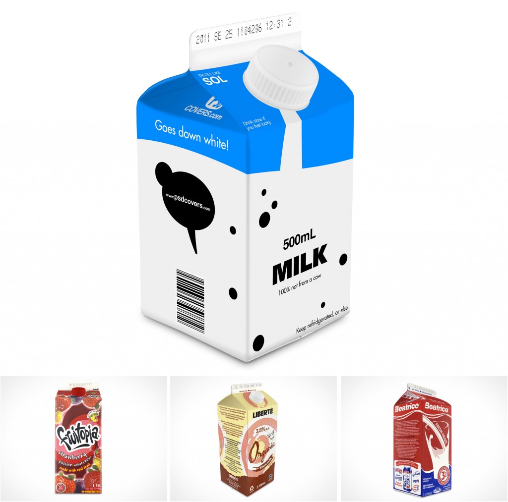 for milk, juice, soy or silk cardboard carton products series of
